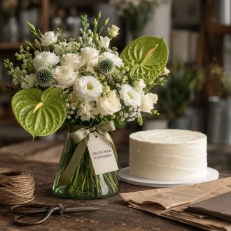 باکس گل و کیک تولد برای همکار (مدل رسمی)