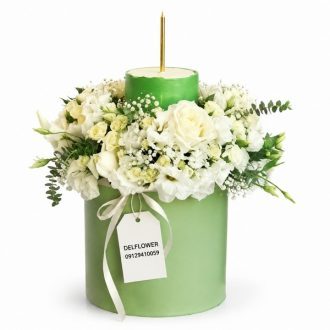 باکس گل و کیک تولد برای مدیر کافه