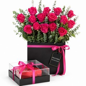 باکس گل و کیک تولد برای عروس